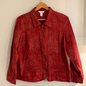 C.J. Banks Women's 14W 100% cotton front zip jacket cozy warm colorful casual